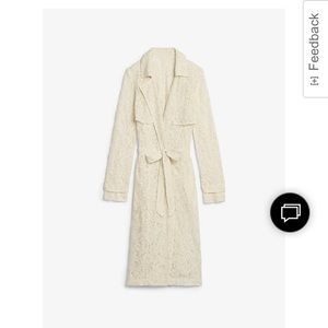 Express Floral Lace Flyaway Trench - Large (NWT)